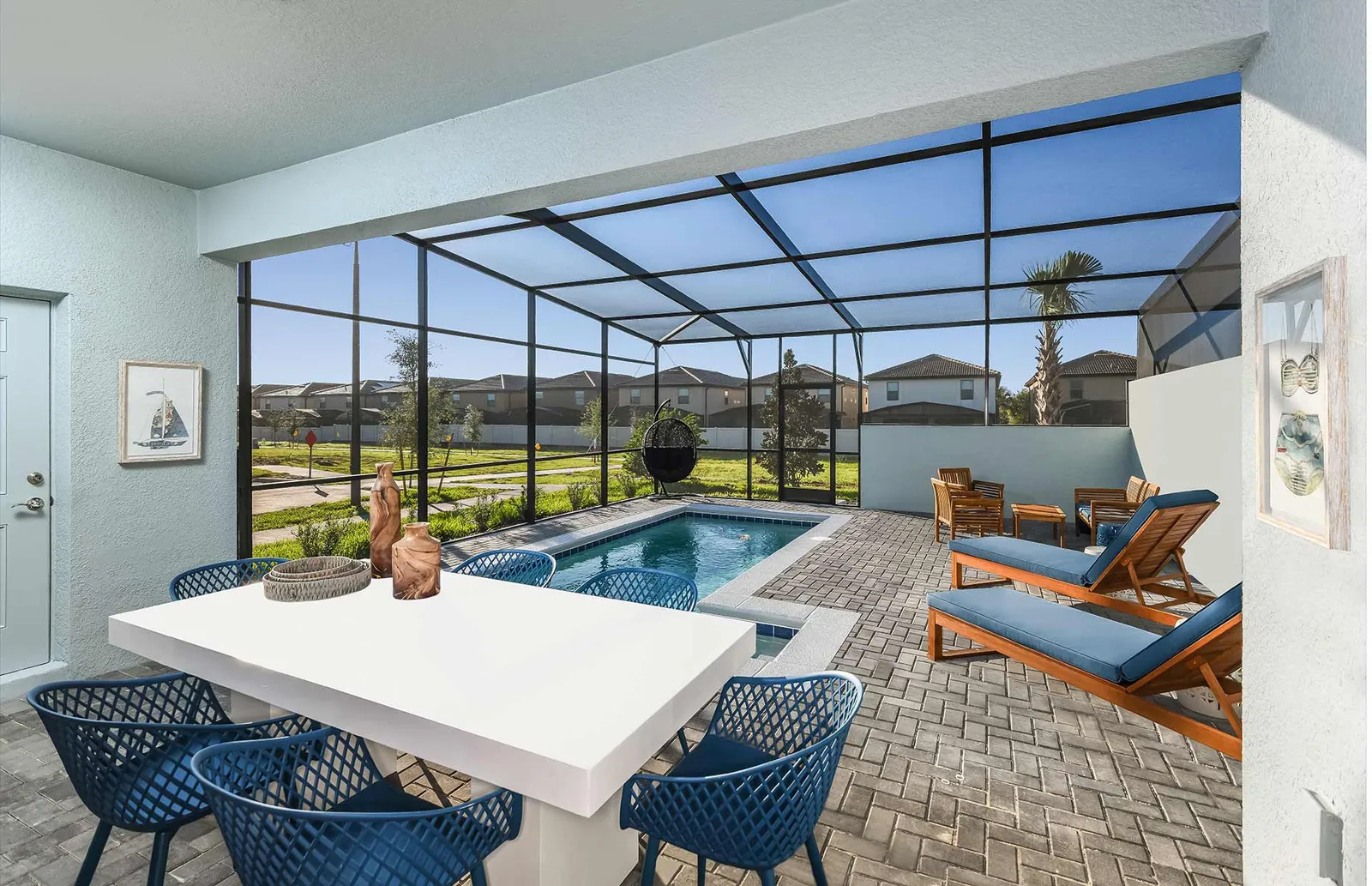 Piscina privativa com área de estar em casa de temporada do Windsor Cay Resort, Orlando